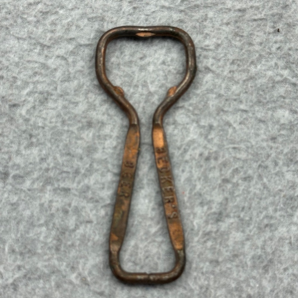 Vtg Beckers Beer‎ Metal Bottle Opener Antique Barware Collectible Rustic 30s-50s
